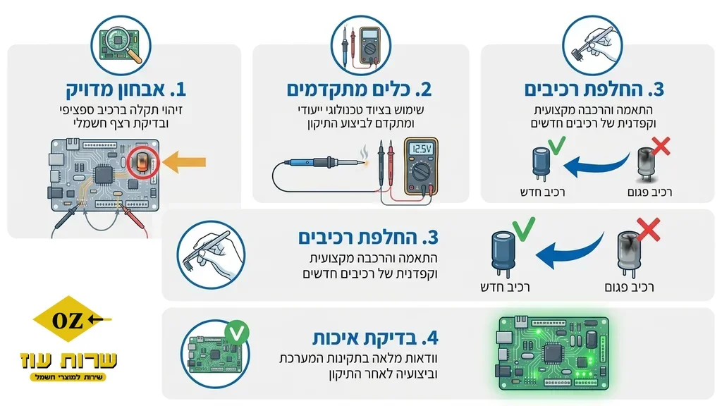 טכנאי מכשירי חשמל מתקן כרטיס פיקוד אלקטרוני